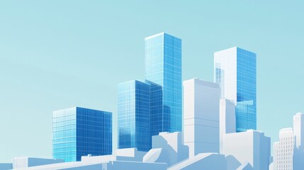 Obraz premium Modern city skyline, clear day, buildings, urban, architectural design, website banner