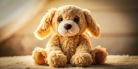 Retro pet plush mockup, ready for your design.  High-quality PSD, ideal for AI edits.