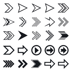 Diverse Collection of Directional Arrow Icons in Various Designs
