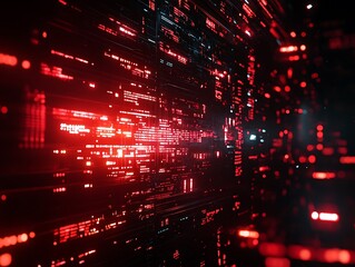 Fototapeta premium Red Data System Illustrating Complex Data Processing in Technology