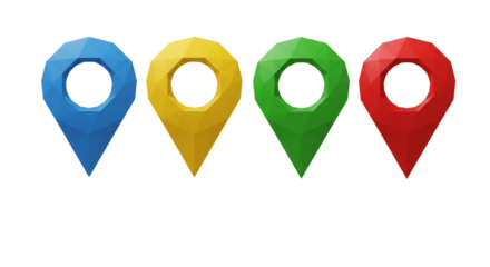 Colorful Location Pins Illustration: Low Poly Design