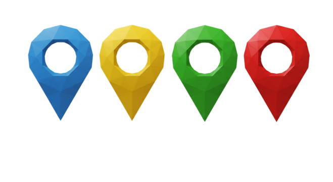 Colorful Location Pins Illustration: Low Poly Design