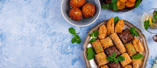 Ramadan iftar traditional desserts baklava and dates