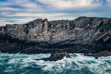 stone cliff on the coast of Cantabria, Spain