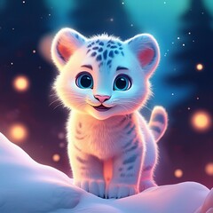 Leoparden Baby in einer Winterlandschaft