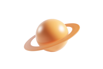 3D illustration of the planet Saturn, isolated on a white background, in a minimalist style