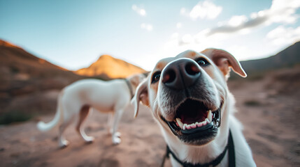 Filhote de cachorro branco em briga