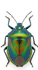 Rainbow Shield Bug with Metallic Sheen, Perfectly Isolated