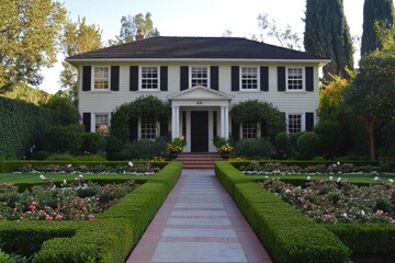 Charming Colonial Home in Elegant Neighborhood Featuring Lush Front Yard and Welcoming Pathway