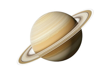 3D illustration of the planet Saturn, isolated on a white background, in a minimalist style