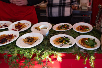 street food on plates