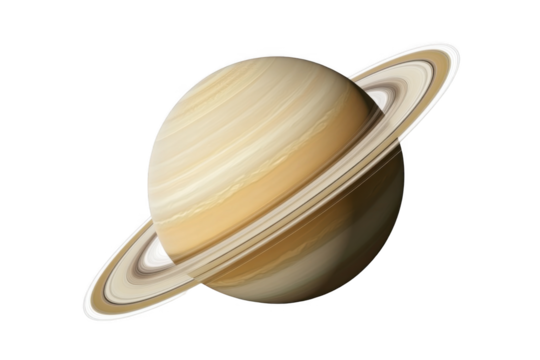 3D illustration of the planet Saturn, isolated on a white background, in a minimalist style