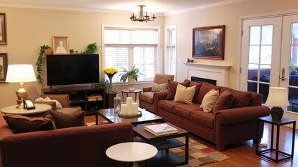 Fototapeta premium guest-ready home, home entertaining, cozy living room hosting setup