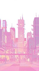 Obraz premium Pastel Cyberpunk Cityscape Illustration