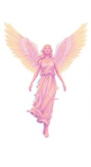 Ethereal Angel with Glowing Wings - Pastel Aesthetic Vector Illustration