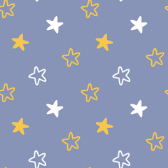 seamless minimal star repeat pattern in blue background, flat vector illustration graphic design