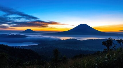 Naklejka premium Volcanic landscape at sunrise