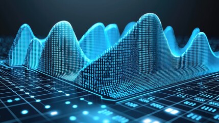 Visualized data rising graph on circuit background. Data Analysis illustration for use in digital projects