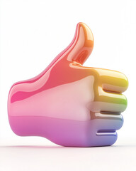 Fototapeta premium 3D Glossy Thumbs-Up Icon Isolated on White Background 