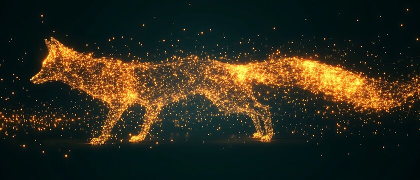 Abstract Fox Silhouette Running in Night