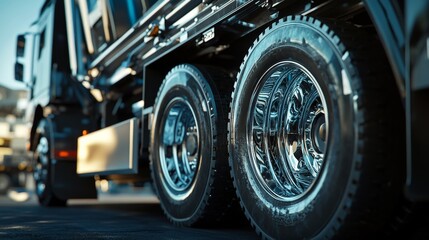 A large truck with a chrome wheels