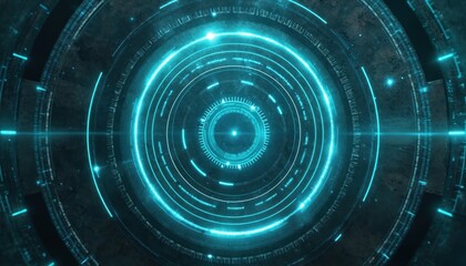 Grunge hi-tech science backdrop with HUD gears. Blue circle with radial elements design. Tech, industry, technology, digital art, sci-fi, futuristic, science, machine, engineering, corporate