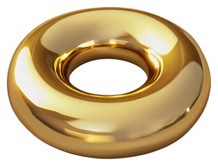 PNG Donut shape gold metallic smooth.