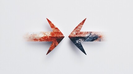 A pair of intersecting arrows on a clean white background, representing the crossroads of decision-making in personal accountability.