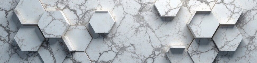 Subtle grey backdrop featuring intricate marble hexagons , geometric design, modern design, art