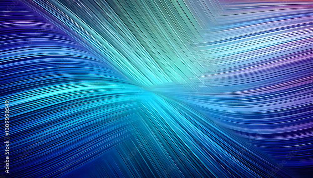 Poster abstract blue and purple lines converging in center creating dynamic pattern