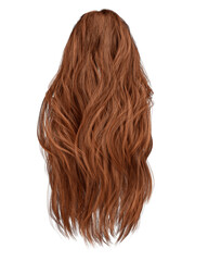 3d render long straight red hair isolated