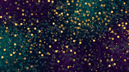 Golden particles on a green and purple background, creating a minimalist, luxurious pattern, perfect for a wallpaper, display banner, or presentation card for celebrations.

