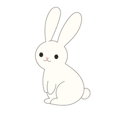 Obraz premium Cute Drawn Easter Bunny Character. Doodle baby Rabbit Kawaii Funny Outline Animal. Happy Easter Holiday Greeting Card Design Element. White Rabbit Mascot. Greeting Gift Simple Art.