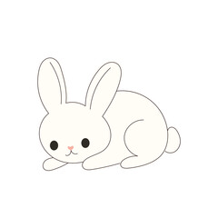 Obraz premium Cute Drawn Easter Bunny Character. Doodle baby Rabbit Kawaii Funny Outline Animal. Happy Easter Holiday Greeting Card Design Element. White Rabbit Mascot. Greeting Gift Simple Art.