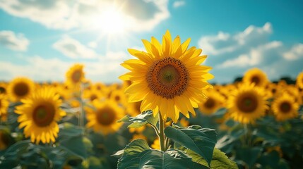 Sunny field vibrant sunflowers summer bliss