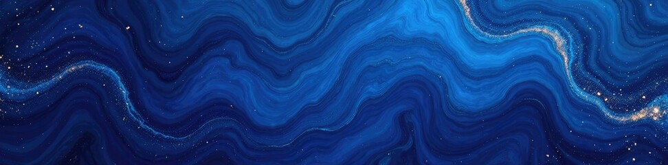 Fototapeta premium Dark sapphire blue marbled texture background with scattered silver and gold flecks, marbled texture, sapphire blue, artistic