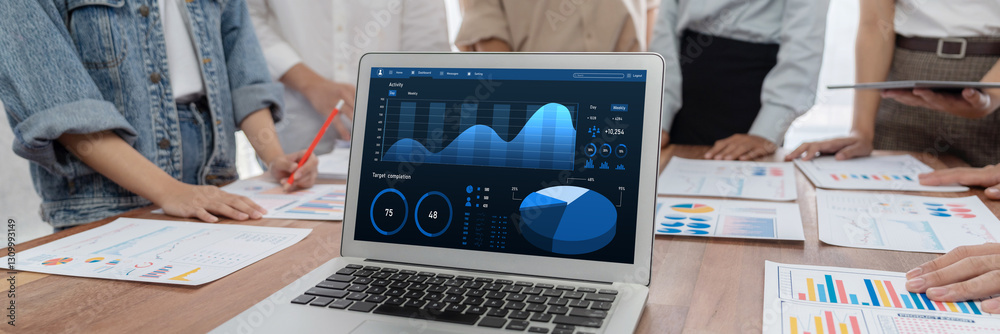 Aufkleber business data dashboard provide brisk business intelligence analytic for marketing strategy planning