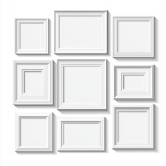 Set of blank white photo frames. Blank white picture mockup template isolated on white background. Vector collection