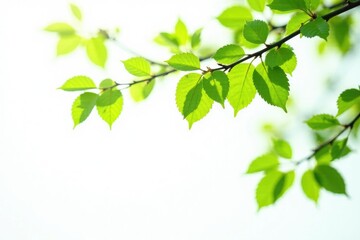 Delicate tree branches against a crisp white background, foliage, leaf, isolated