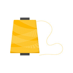 yellow sewing thread. sewing equipment and materials. garment industry. tailor. vector illustration