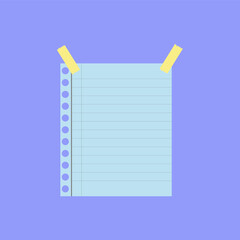 a sheet of blue paper and yellow tape. note paper. vector illustration. business theme. education theme