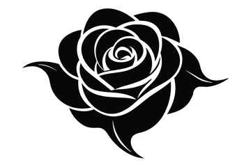 Elegant rose flower silhouette vector art illustrations, perfect for microstock and design projects.