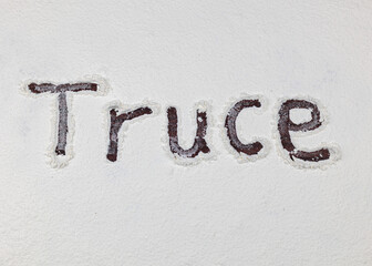 Truce text on white background. Armistice