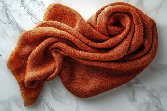 Soft, burnt orange fabric draped elegantly, showcasing its texture and rich color.
