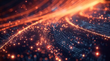 Obraz premium Vibrant abstract visualization of digital data streams glowing in dynamic patterns at night