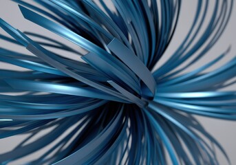 Fototapeta premium Abstract blue metallic strands creating a dynamic and flowing design