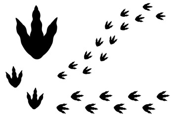 Decorative Simple T-Rex Dinosaur Tracks or Walking Footprints, Silhouette Clipart set on a Transparent Background