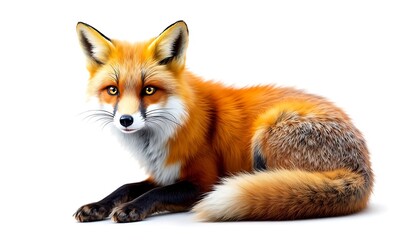 Fototapeta premium Red Fox on White Background