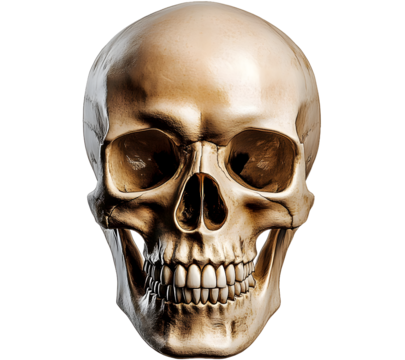 Sskull isolated on transparent background, front view, Generative AI