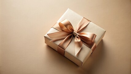 A golden gift box with a delicate satin bow, the perfect surprise for a special occasion.
